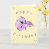 Bonne carte d'anniversaire de poisson (Fleur jaune)