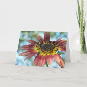 Bonne carte d'anniversaire de tournesol rouge
