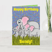 Bonne carte d'anniversaire d'éléphant (Devant)