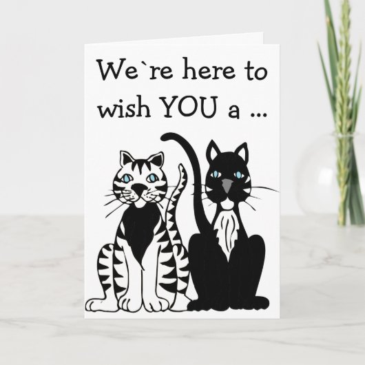 Bonne carte d'anniversaire : Deux chats noirs et b (Devant)