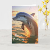 Bonne carte d'anniversaire Dolphin (Fleur jaune)