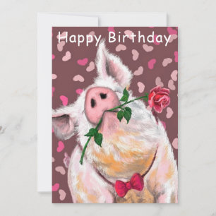 Bonne carte d'anniversaire drôle Gentleman Pig ave