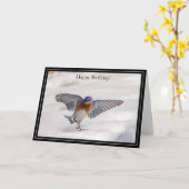 Bonne carte d'anniversaire Eastern Bluebird (Fleur jaune)