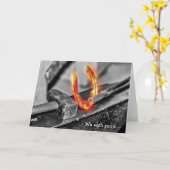 Bonne carte d'anniversaire : fer à cheval (Fleur jaune)