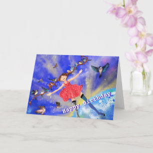 Bonne carte d'anniversaire fille avec oiseaux - Vo