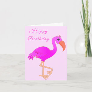 Bonne carte d'anniversaire Flamant rose rose