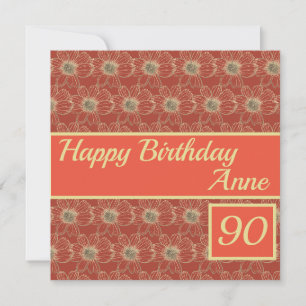 Bonne carte d'anniversaire Floral Gold Maroon pers