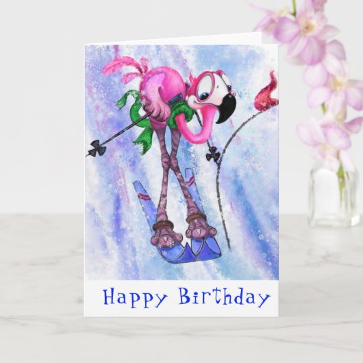 Bonne carte d'anniversaire Funny Pink Flamant rose (Orchidée)