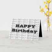 Bonne carte d'anniversaire. Géométrie en noir et b (Fleur jaune)