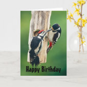 Bonne carte d'anniversaire grand pic tacheté (Fleur jaune)