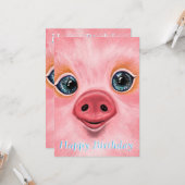 Bonne carte d'anniversaire - Happy Baby Piglet (Devant/Arrière en situation)