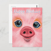 Bonne carte d'anniversaire - Happy Piglet (Devant / Derrière)