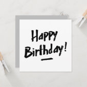 Bonne carte d'anniversaire - Hommes - Monochrome (Devant/Arrière en situation)