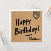 Bonne carte d'anniversaire - Hommes - papier kraft (Devant/Arrière en situation)