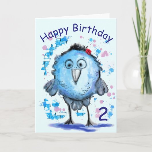 Bonne carte d'anniversaire Little Blue Bird (Devant)