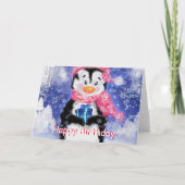 Bonne carte d'anniversaire Little Penguin - Hiver (Devant)