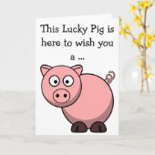Bonne carte d'anniversaire : Lucky Pig (Fleur jaune)