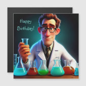Bonne carte d'anniversaire magnétique du scientifi (Devant / Derrière)