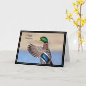 Bonne carte d'anniversaire Mallard Duck (Fleur jaune)