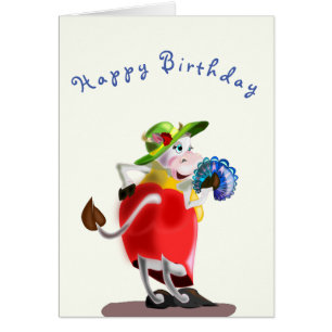 Bonne carte d'anniversaire moderne vache amusant
