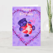 Bonne carte d'anniversaire Ours avec cadeau de coe (Devant)