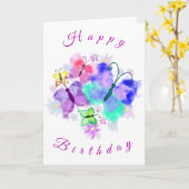 Bonne carte d'anniversaire Papillons colorés Peint (Fleur jaune)