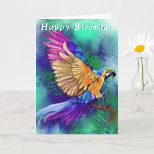 Bonne carte d'anniversaire Parrot coloré (Petite plante)