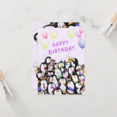 Bonne carte d'anniversaire Penguin fête d'annivers (Devant/Arrière en situation)