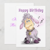 Bonne carte d'anniversaire Petit agneau avec Bell (Devant / Derrière)