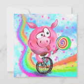 Bonne carte d'anniversaire - Piggy Cyclist avec Lo (Dos)