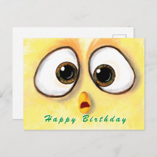 Bonne carte d'anniversaire Poulets surpris grands  (Devant / Derrière)