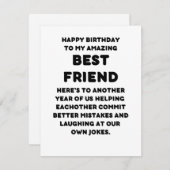 Bonne carte d'anniversaire pour le meilleur ami (Devant / Derrière)