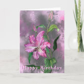Bonne carte d'anniversaire Purple Rose Lily Fleurs (Devant)