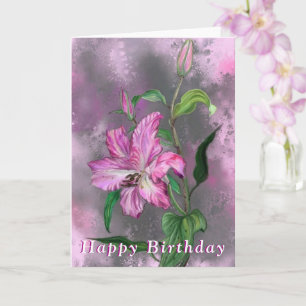 Bonne carte d'anniversaire Purple Rose Lily Fleurs