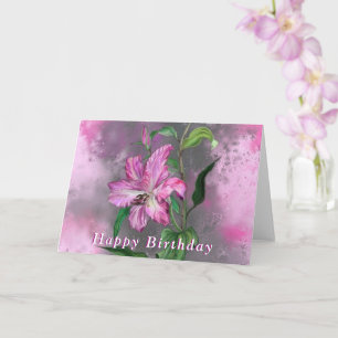 Bonne carte d'anniversaire Purple Rose Lily Fleurs