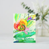 Bonne carte d'anniversaire Rainbow Snail Peinture (Debout devant)