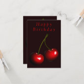 Bonne carte d'anniversaire Red Cherry - Votre nom (Devant/Arrière en situation)