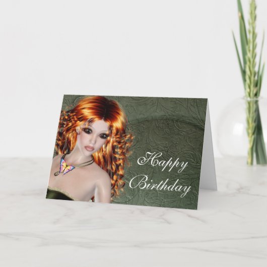 Bonne carte d'anniversaire - Redhead Imaginaire fe (Devant)