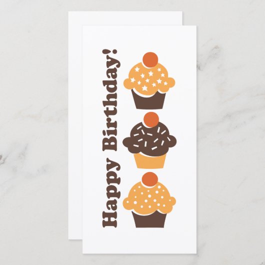 Bonne carte d'anniversaire Retro Cupcake (Devant / Derrière)