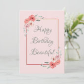 Bonne carte d'anniversaire rose et blanc Floral (Debout devant)