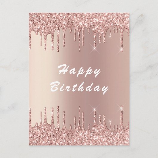 Bonne carte d'anniversaire Rose Gold Blush Parties (Devant)