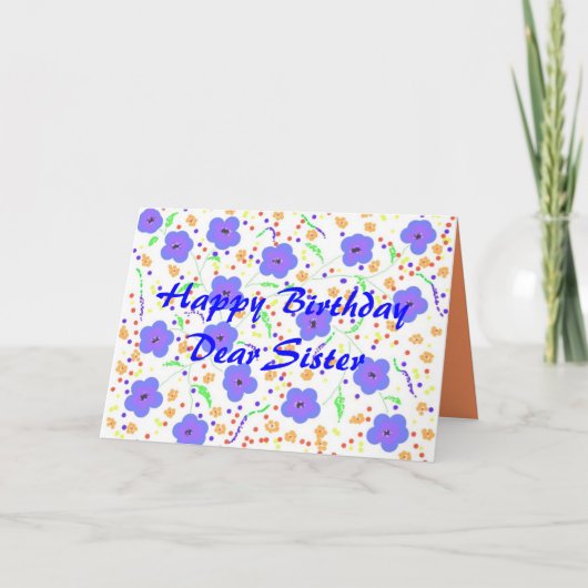 Bonne carte d'anniversaire soeur, personnalisable (Devant)