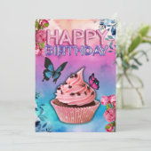 Bonne carte d'anniversaire (thème papillon) (Debout devant)