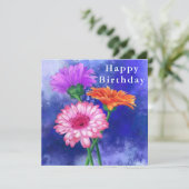 Bonne carte d'anniversaire trois couleurs Gerberas (Debout devant)