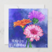 Bonne carte d'anniversaire trois couleurs Gerberas (Dos)