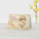 Bonne carte d'anniversaire Vintage Edwardian Lady (Fleur jaune)
