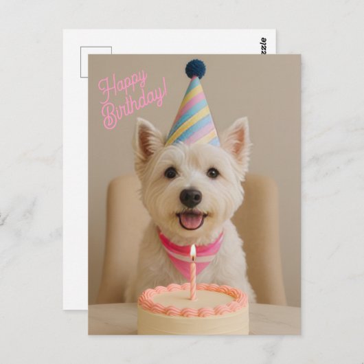 Bonne carte d'anniversaire Westie (Devant / Derrière)