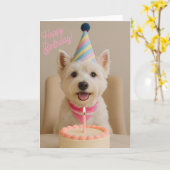 Bonne carte d'anniversaire Westie (Fleur jaune)