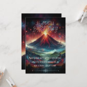 Bonne carte d'appartement Volcano Anniversaire (Devant/Arrière en situation)