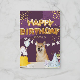 Bonne carte de ballons Shiba Inu pour l'anniversai